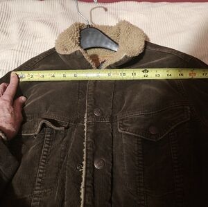 Abercrombie & Fitch Dark Brown Corduroy Jacket with Sherpa Collar